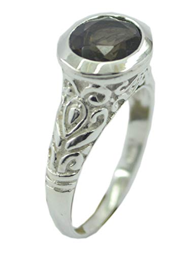 Bague en argent 925 avec quartz fumé brun naturel RIYO