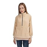 LINYUCHEN Women Fleece Sweatshirt Dog Cat Holder Carrier Pullover Top - Zip Up Pet Pouch Jacket Coat