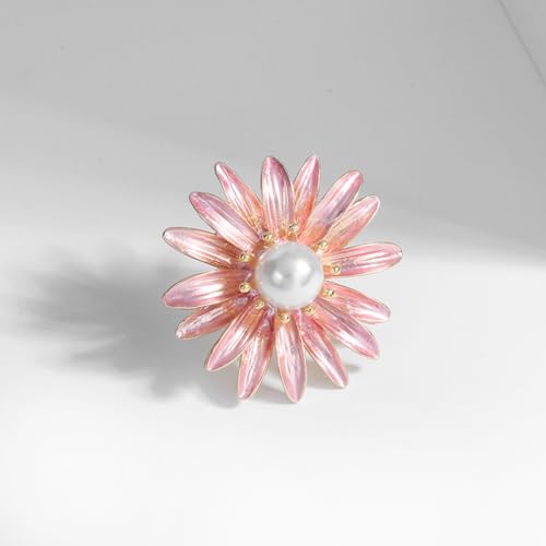 Image of Rhinestone Flower Pin Camellia Drop Oil Brooch Big Large Rose Bouquet Brooch Pin Pearl Daisy Peony Brooch Lapel Pins Elegant Clothing Hat Bag Skirt Accessories for Women
