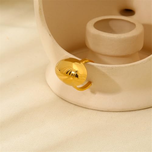 Half Oval Ball Statement Ring for Women Gold Plated Adjustable Chunky Simple Polished Open Wrap Finger Rings Chic Stainless Steel Jewelry Gift for Wedding Holiday3