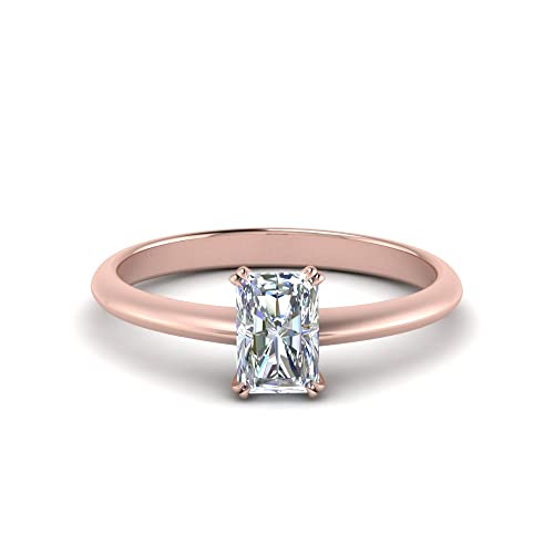 Anillo solitario de diamante cónico oro de rose de compromiso y chakras
