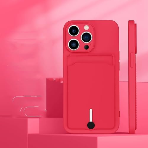 Étui pour iPhone 15 Pro silicone rouge idéal pour vos sorties sans portefeuille