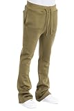 WEIV GEAR Men's Cotton Tech Fleece Sweatpants Open Bottom with Pockets Drawstring Stacked Flared Sweatpants