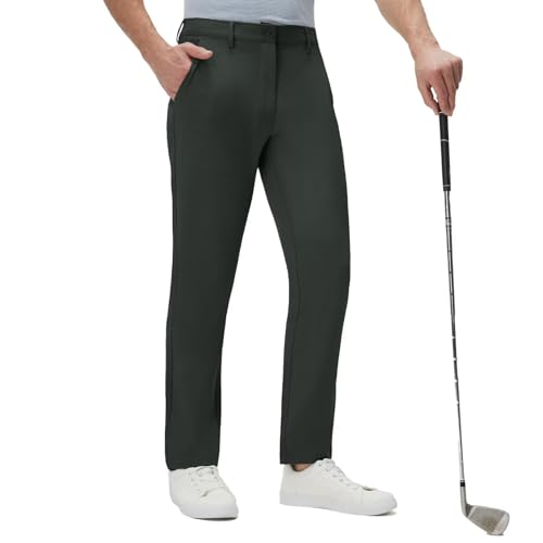 Golf Pants Men with 5 Pockets 30"/32"/34" Lightweight Quick Dry Stretch Work Dress Pants Casual Slacks for Men Dark Charcoal
