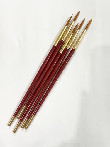 Image of polo Synthetic Hair Round Brushes 7 | Pack of 5 | Premium Fine Detail Paintbrush Set for Artists, Miniature, Watercolor & Acrylic Painting | Soft Bristles for Smooth & Precise Strokes