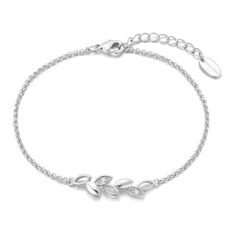 Philip Jones Silver Plated Leaf Bracelet with Zircondia Crystals Cover