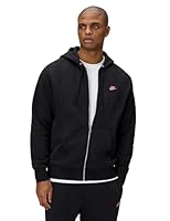 Nike Men's Club Full-Zip Fleece Hoodie, Black/Black/Pinksicle, Large