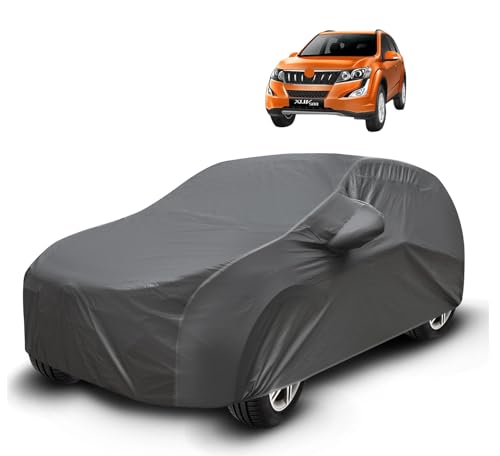Image of Auto Hub Waterproof Car Cover Compatible with Mahindra XUV 500 with Mirror Pockets, Soft Cotton Lining, XUV 500 Car Cover Waterproof, Grey