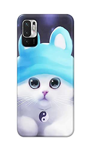 Image of Chinese Cutie Kitten Cat Big Eyes Lovely Girl Ears Hard Back Case Cover for Redmi Note 10T 5G, Poco M3 Pro 5G, Redmi Note 10 5G Back Cover -(J5) VNS2221
