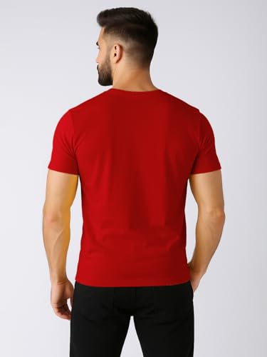 Image of Friskers Men's V-Neck Short Sleeves Cotton T-Shirt - Casual T-Shirt, Regular Fit