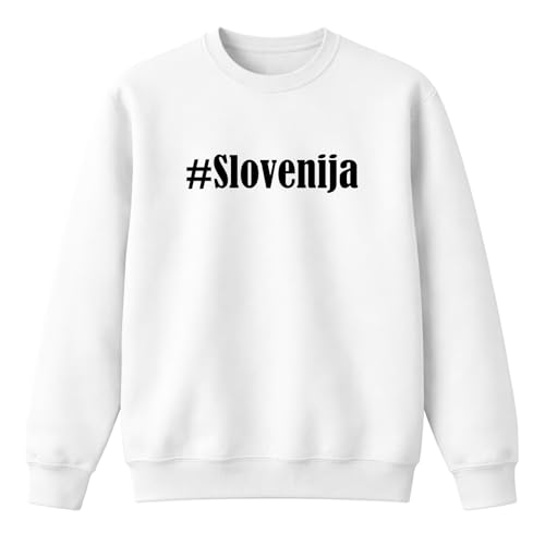 Sweat-shirt Hashtag #Slovenija pour toute la famille en noir et blanc size 164