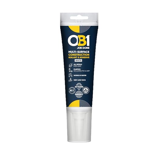 OB1 Sellador y adhesivo blanco para construcción multisuperficie, tecnología híbrida, excelente resistencia química, resistente al agua, resistente a la intemperie, apto para alimentos, tubo de 80 ml