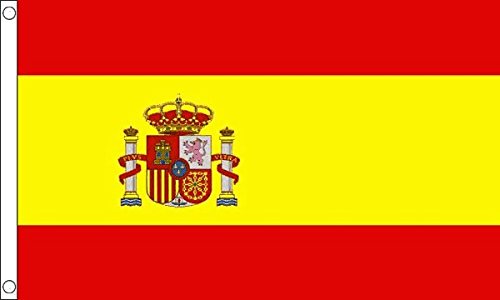 Flagtex Spain Flag with Crest 5ft x 3ft (150cm x 90cm), Spanish State Flag with Coat of Arms