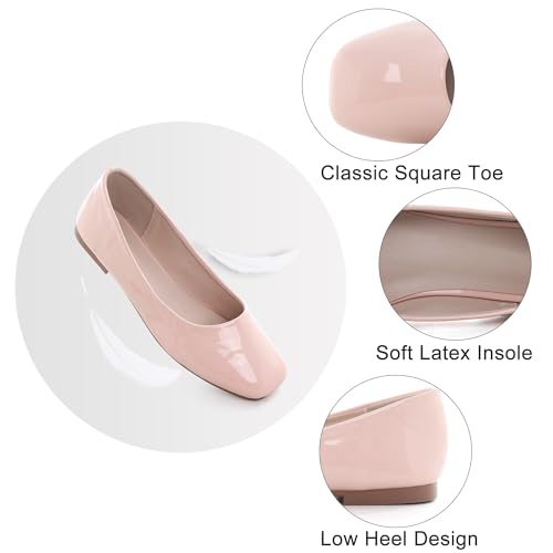Image of Dear Time Women's Casual Foldable Ballet Flats Square Toe Ballerina Flats Shoes Comfortable