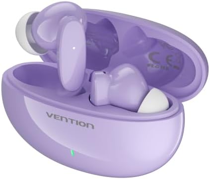 VENTION Bluetooth Earphones TWS Ture Wireless Headphones USB-C Stereo Sports Movement Earbuds with Mic Hi-Fi Tone Quality Headset IPX4 Waterproof (NBF, Purple)
