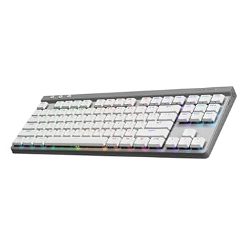 Teclado Mecânico Gamer Sem Fio Logitech G515 com Design TKL,Tecnologia LIGHTSPEED, RGB LIGHTSYNC, Conexão USB ou Bluetooth, Switch GL Brown Tactile e Bateria Recarregável - Branco