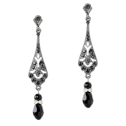 Coucoland Boucles d'oreilles vintage années 1920 avec strass Accessoires Flapper Costume Gatsby, Zinc