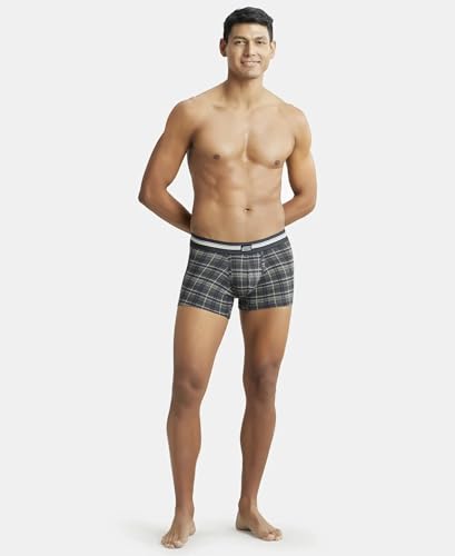 Image of Jockey UI21 Men's Super Combed Cotton Elastane Stretch Printed Trunk with Ultrasoft Waistband (Pack of 2 Colors & Prints May Vary)