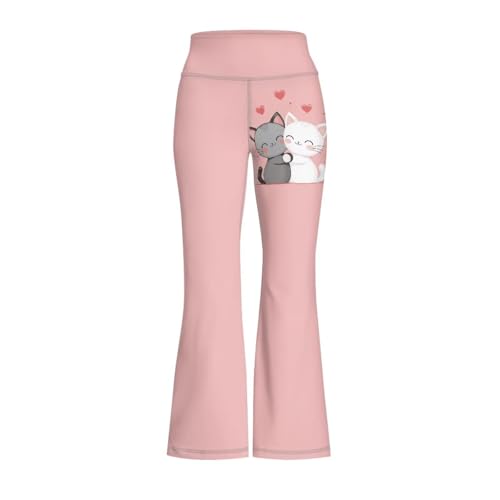 Girls Yoga Pants with Cute Animal Graphic Wide Leg High Waisted Flare Pants 5-14 Y4