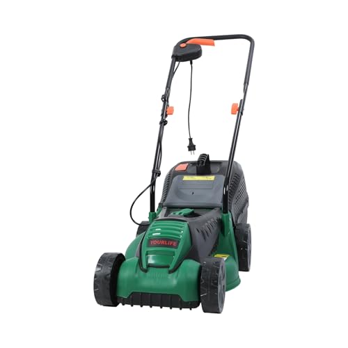 gibxiyza 1600W Electric Lawn Mower Electric Lawn Mower with Brushless Motor & Foldable Handle, 35L Grass Bag, Adjustable 30-70mm Cutting Height for Thick Grass/Weeds​ UK