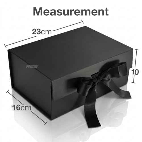 Image of RBS - Gift Box (23 x 16 x 10cm) Gift Boxes for Packaging (3 Pack) Decorative Gift Box empty Multipurpose Gift Hampers Holds Upto 5 kg Occasion Gifting Box Foldable Gift Packaging Boxes (Black)