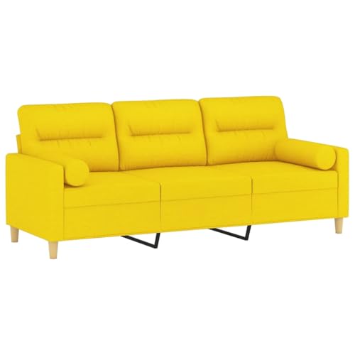 Sofá de 3 plazas con cojines tela amarillo claro mobiliario sofás 180 cm 4