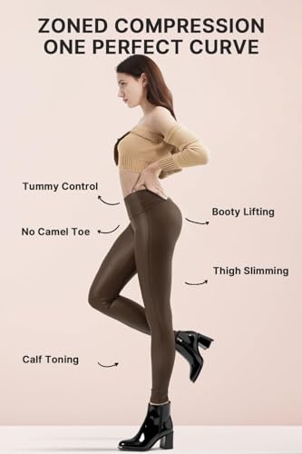 Image of Retro Gong Faux Leather Leggings for Women, Black High-Rise Pants