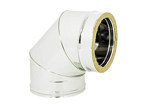 Gomito Curva 90° Doppia Parete in Acciaio Inox per Canne Fumarie caminetti (80-130)