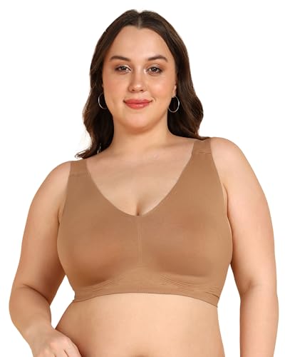 Image of Tweens Cotton Non-Padded Plus-Size Bonded Bra for Women | Full Coverage Broad Straps | Hidden Concealer | Seamless Wire-Free No-Dig Comfort | Breathable Cotton | Elastic-Free No Marks | Pack of 1