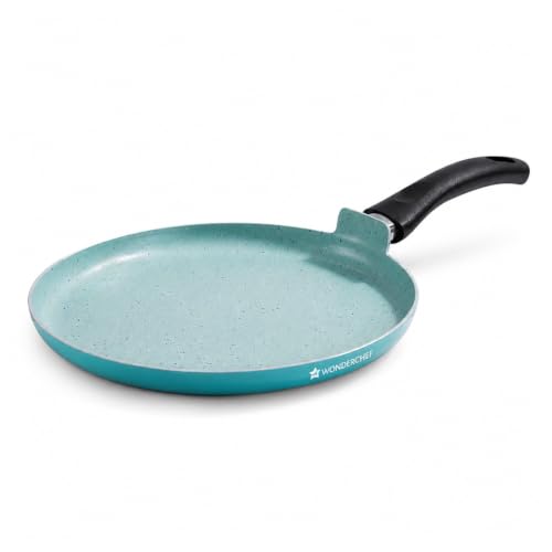 Image of Wonderchef Vitalife Non-Stick Dosa Tawa for Kitchen, 28cm, Non-Toxic Coating, PFOA-Free, Cool-Touch Handles, Scratch-Resistant, Gas & Induction Compatible, 2-Yr Warranty, Teal Green