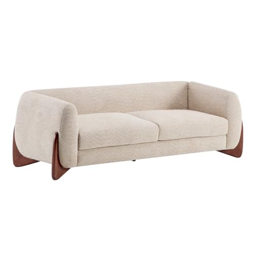 Image of LEGACY OF COMFORT Amala 80 inch Upholstered 3 Seater Sofa Three Seater Sofa with Wooden Legs for Living Room Hotels & Offices (Light Brown)