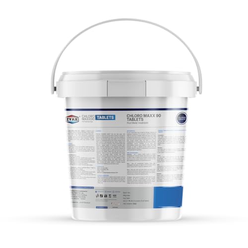 Image of Chloro Maxx TCCA 90 Chlorine Tablets 15KG (75 Tablets), Stabilized Pool Chlorine Tablets, 90% Available Chlorine, Swimming Pool Water Sanitizer, Algae Control & Water Treatment