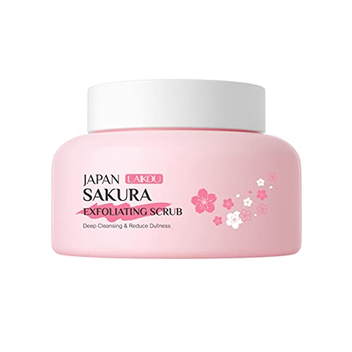Miescher Sakura Facial Scrub Exfoliating, Moisturizing Hydrating & Brightening Facial Scrub, Remove Dirt+Shrink Pores+Improve Skin, Deep Cleansing Blackheads, Acne Face Peeling Gel, Foot And Body Scrub For Women & Men-3.53Oz #TOP25