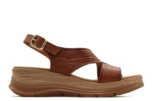 Paula urban - Sandalias de piel con tiras cruzadas,cuña y