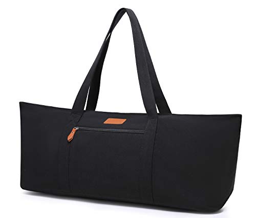 ELENTURE Large Yoga Mat Bag, Exercise Mat Carrier Tote Bag with Pockets and Yoga Mat Strap (Black)