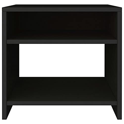 Mesilla de noche negra de madera de ingeniería con superficie de 40 x 30 cm 6