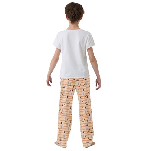 ZZXXB Dalmatian Dog Striped Boys Long Pants Soft Trousers Elastic Waist Kids Lounge Bottoms with Pockets S-XL3