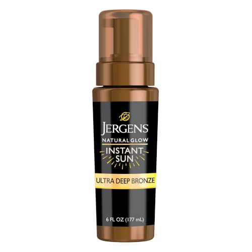 Jergens Natural Glow Instant Sun Body Mousse, Self Tanner for Ultra Deep Bronze Tan, Sunless Tanning...