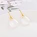 SELOVO White Clear Stone Teardrop Fishhook Dangle Drop Earrings Silver Tone