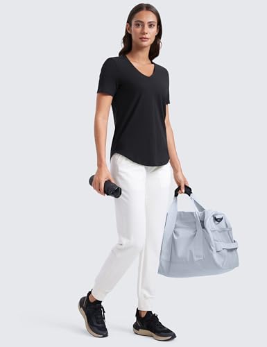 CRZ YOGA Womens Pima Cotton V Neck T-Shirt Short Sleeve Casual Workout Shirts Soft Summer Basic Tee Tops3
