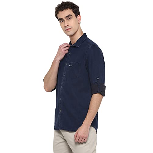 Image of Red Chief Denim Solid Fabric Full Shirt for Men
