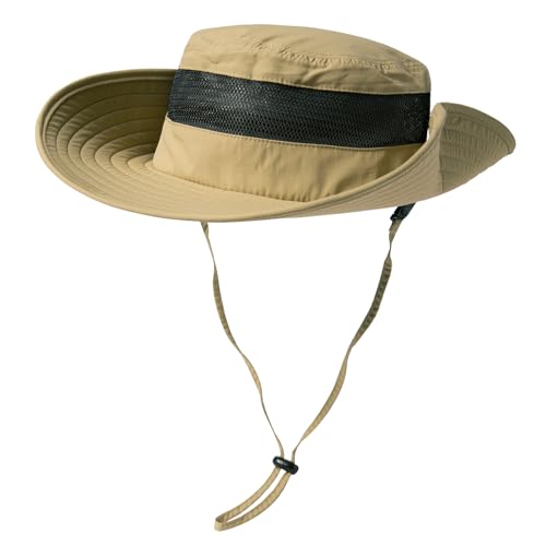 Image of Oversized XL XXL Waterproof Sun Hat for Big Heads Mesh Bucket Hat Wide Brim Adjustable Packable Hiking Beach Fishing