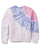 Sugar and Jade,Teen Long Sleeve Pull Over Oversized Sweatshirt,YELLOW/PINK TIE DYE,Medium (10)