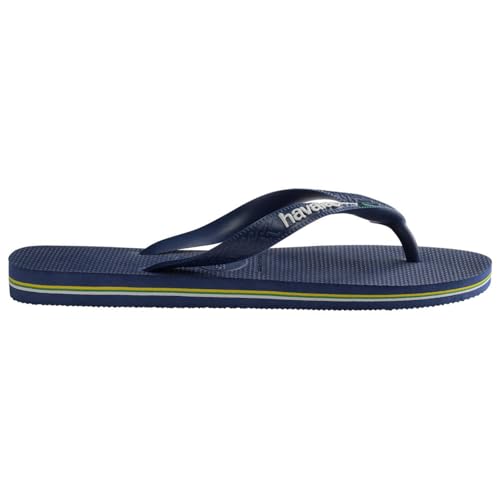 Image of Havaianas Kid's Brazil Logo Flip Flop Sandal, Navy Blue, 10 M US Toddler