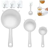 3 Pack Nylon Mesh Strainers with 3 No-Drill Hooks, Small Fine Mesh Sieves with PP Handles for Juice, Coffee, Soy Milk, Egg Mixture, Flour, Kitchen Cafe Bar
