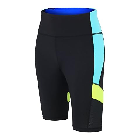 Airtracks RED DECOCT Sport Damen Fitnesshose/Laufhose Kurz/Funktionshose/Trainingshose/Yoga/Hoher Bund/Reflektoren/Schwarz/Neon Cover