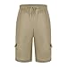 GOFULY Mens Shorts with Zipper Pockets with Multi Pockets Fashion Elastic Drawstring Mesh Shorts Men Slim Fit Summer Solid Baggy Mid-Calf Pants Streetwear Khaki XL