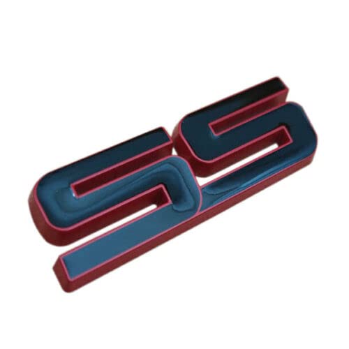 Image of 2Pc Trunk and Fender SS Emblem 10336980 3D Metal Badge Pearl Replacement for 2006 2007 2008 2009 2010 Impala Malibu HHR Cobalt SSR (Red Trim)