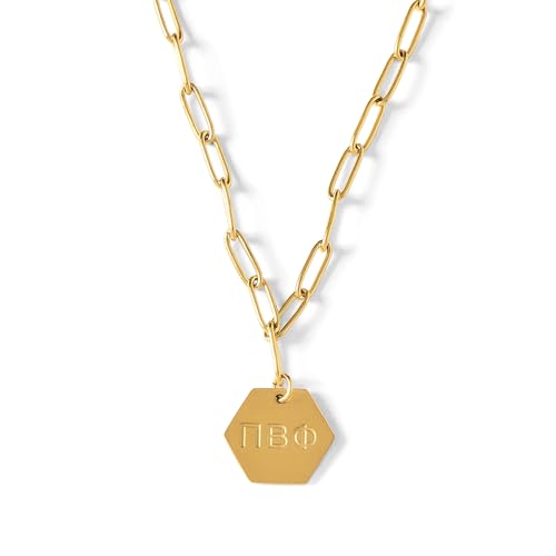 Sorority Shop Pi Beta Phi Paperclip Necklace — PBP 18K Gold Plated Sorority Gifts Necklace, Long-Lasting Pi Beta Phi Gifts for Women