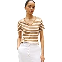 Tommy Hilfiger Slim Cody V-nk SS Ww0ww40584 Maglietta S/S, Brown (Hickory/Ecru STP), S Donna